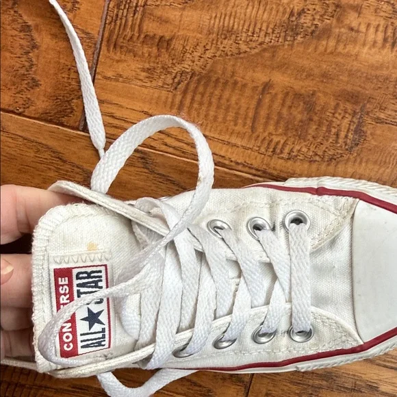 Converse All Star White Canvas Shoes with Red Trim - Picture 6 of 6